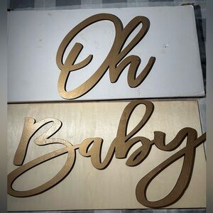 Wooden Baby Shower Sign Gold Painted, Perfect Party Banner for Baby Shower